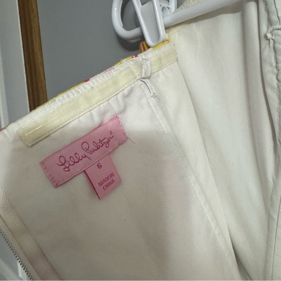 Lilly Pulitzer Pink and Yellow Strapless Mini Dress Size 6 - Picture 7 of 8